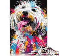 1000 Piece Wooden Jigsaw Puzzles for Adults 1000 Pieces Coton De Tulear Dog Art Jigsaw Puzzles for Adults Birthday Gifts 1000pcs (75x50cm)