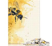 1000 Piece Wooden Jigsaw Puzzles for Adults Bee Watercolor Art Jigsaw Puzzle for Children Family Games 1000pcs (75x50cm)