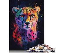 1000 Piece Wooden Jigsaw Puzzles for Adults Cheetah in Neon Colors Jigsaw Puzzle for Children Family Games 1000pcs (75x50cm)