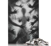 1000 Piece Wooden Jigsaw Puzzles for Adults Monochrome Silhouette with Reaching Hands Jigsaw Puzzle for Children Family Games 1000pcs (75x50cm)