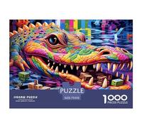 1000 Piece Wooden Jigsaw Puzzles for Adults Psychedelic Nile Crocodile Jigsaw Puzzle for Children Family Games 1000pcs (75x50cm)