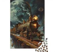 1000 Piece Wooden Jigsaw Puzzles for Adults Steam Train Jigsaw Puzzle for Children Family Games 38x26cm/1000pcs