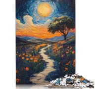 1000 Piece Wooden Jigsaw Puzzles for Adults Sunlit Path Through Wildflowers Jigsaw Puzzle for Children Family Games 1000pcs (75x50cm)