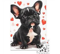 1000-Piece Wooden Jigsaw Puzzles French Bulldog Jigsaw Puzzle Home Wall Decor Educational Toy for Family Game 1000pcs (75x50cm)