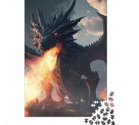 1000 Piece Wooden Jigsaw Puzzles Fury Fire Dragon Jigsaw Creative Rectangular Puzzle for Family Game,Friends 1000pcs (75x50cm)