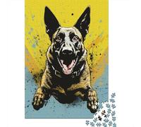 1000 Piece Wooden Jigsaw Puzzles German Shepherd Jigsaw Creative Rectangular Puzzle for Family Game,Friends 1000pcs (75x50cm)