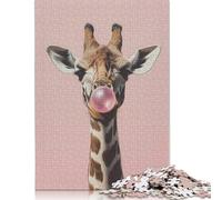 1000 Piece Wooden Jigsaw Puzzles Giraffe Blowing Pink Bubble Gum Jigsaw Puzzle Family Activity 1000pcs (75x50cm)