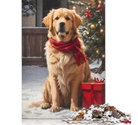 1000 Piece Wooden Jigsaw Puzzles Golden Retriever Christmas Jigsaw Puzzle Family Activity 1000pcs (75x50cm)