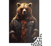 1000-Piece Wooden Jigsaw Puzzles Grizzly Bear Jigsaw Puzzle Home Wall Decor Educational Toy for Family Game 1000pcs (75x50cm)