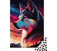 1000-Piece Wooden Jigsaw Puzzles Husky Colorful 2 Jigsaw Puzzle Home Wall Decor Educational Toy for Family Game 1000pcs (75x50cm)