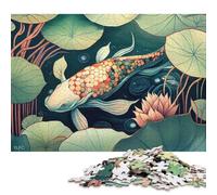 1000 Piece Wooden Jigsaw Puzzles Koi Fish Swimming Jigsaw Puzzle Family Activity 1000pcs (75x50cm)
