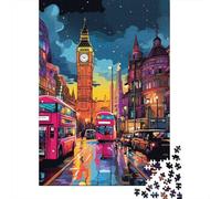 1000 Piece Wooden Jigsaw Puzzles London Cityscape Jigsaw Creative Rectangular Puzzle for Family Game,Friends 1000pcs (75x50cm)