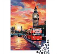 1000 Piece Wooden Jigsaw Puzzles London Cityscape Jigsaw Creative Rectangular Puzzle for Family Game,Friends 1000pcs (75x50cm)