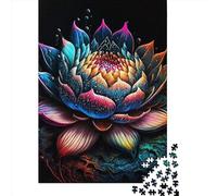 1000 Piece Wooden Jigsaw Puzzles Lotus Flower Art Jigsaw Creative Rectangular Puzzle for Family Game,Friends 1000pcs (75x50cm)