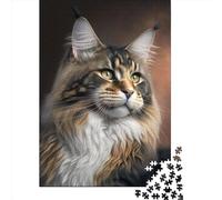 1000 Piece Wooden Jigsaw Puzzles Maine Coon Portrait Jigsaw Creative Rectangular Puzzle for Family Game,Friends 1000pcs (75x50cm)