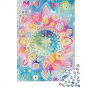 1000 Piece Wooden Jigsaw Puzzles Mandala Jigsaw Creative Rectangular Puzzle for Family Game,Friends 1000pcs (75x50cm)