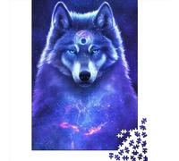 1000-Piece Wooden Jigsaw Puzzles Mystic Space Wolf Jigsaw Puzzle Home Wall Decor Educational Toy for Family Game 1000pcs (75x50cm)
