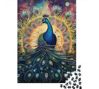 1000 Piece Wooden Jigsaw Puzzles Peacock Jigsaw Creative Rectangular Puzzle for Family Game,Friends 1000pcs (75x50cm)