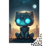 1000 Piece Wooden Jigsaw Puzzles Space Mechanical Cat Jigsaw Creative Rectangular Puzzle for Family Game,Friends 1000pcs (75x50cm)