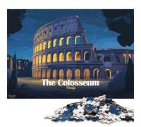 1000 Piece Wooden Jigsaw Puzzles The Colosseum at Night, Italy Jigsaw Puzzle Family Activity 1000pcs (75x50cm)