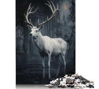 1000 Piece Wooden Jigsaw Puzzles White Stag in Ruinsre Jigsaw Puzzle Family Activity 1000pcs (75x50cm)