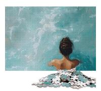 1000 Piece Wooden Jigsaw Puzzles Woman Swimming in Turquoise Water Jigsaw Puzzle Family Activity 1000pcs (75x50cm)