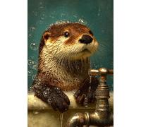1000 Piece Wooden Puzzle for Adults Adorable Otter in Bubble Bath Jigsaw Puzzle for Relaxing Home Decor and Gift