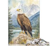 1000 Piece Wooden Puzzle For Adults Bald Eagle Mountain View Square Puzzle for Kids Family Games 1000pcs (75x50cm)