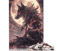 1000 Piece Wooden Puzzle For Adults Black Wolf Anime Painting Square Puzzle for Kids Family Games 1000pcs (75x50cm)