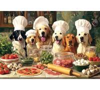 1000 Piece Wooden Puzzle for Adults Chef Dogs Making Pizza Jigsaw Puzzle for Relaxing Home Decor and Gift. Funny Animal Theme for Adult Puzzle Lovers. Perfect for Quiet Time.