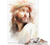 1000 Piece Wooden Puzzle For Adults Crown of Thorns A Portrait of Jesus Square Puzzle for Kids Family Games 1000pcs (75x50cm)