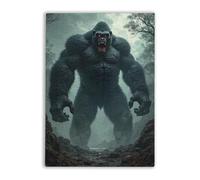 1000-Piece Wooden Puzzle for Adults,Evil Gorilla Red Eyes Dark-Fantasy Art | Fierce Evil Gorilla With Striking Red Eyes, High-Contrast Dark-Fantasy-Style Puzzle Wall Art