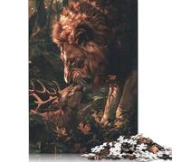 1000 Piece Wooden Puzzle For Adults Lion Deer Forest Magical Square Puzzle for Kids Family Games 1000pcs (75x50cm)