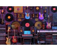 1000 Piece Wooden Puzzle for Adults Music Studio Instruments,Vinyl Records,Guitars Jigsaw Puzzle for Relaxing Home Decor and Gift