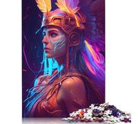 1000 Piece Wooden Puzzle For Adults Neon Athena Goddess Square Puzzle for Kids Family Games 1000pcs (75x50cm)