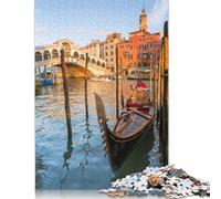1000 Piece Wooden Puzzle For Adults Rialto Bridge And Gondola Square Puzzle for Kids Family Games 1000pcs (75x50cm)