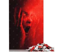 1000 Piece Wooden Puzzle For Adults Screaming Face in Red Square Puzzle for Kids Family Games 1000pcs (75x50cm)