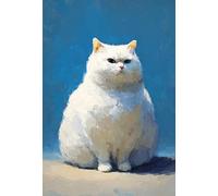 1000 Piece Wooden Puzzle for Adults Sir Whiskers The White Cat Jigsaw Puzzle for Relaxing Home Decor and Gift,Calming Feline Artwork for Mindfulness and Stress Relief