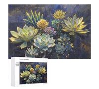 1000 Piece Wooden Puzzle for Adults - Succulent Garden Jigsaw - Relaxing Brain Activity and Botanical Wall Art for Mindfulness and Calm Decor