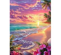 1000-Piece Wooden Puzzle for Adults, Sunset By Sea Zero-Dust | Magnificent Sunset Glow Upon Coastal Seaside Shore, Gorgeous Seaside-Style Framable Art