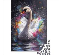 1000 Piece Wooden Puzzle For Adults Swan Painting Square Puzzle for Kids Family Games 1000pcs (75x50cm)