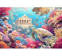 1000 Piece Wooden Puzzle for Adults Underwater Sea Turtle and Coral Reef with Ancient Ruins Jigsaw Puzzle for Relaxing Home Decor and Gift