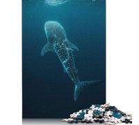 1000 Piece Wooden Puzzle For Adults Whale Shark in Deep Blue Ocean Square Puzzle for Kids Family Games 1000pcs (75x50cm)
