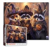 1000 Piece Woodland Animals Puzzle Halloween Costumes Fox Raccoon Owl Moonlit Forest Enchanted Trees Ghost Decor Beatrix Potter Watercolor Gift 27x20 Inches