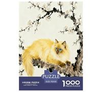 1000 Piece Yellow Birman Cat Jigsaw Puzzle for Adults Kids - Family Fun, Family Happy Game, Chinese Ink Painting Puzzle, Home Decoration Gifts 70x50cm/1000pcs