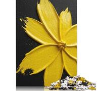 1000 Piece Yellow Paint Flower on Black Background Jigsaw Puzzlesfor Adults Teenagers Paper Puzzle Adult Jigsaw Puzzle Sustainable Puzzle for Adults | Games 38x26cm/1000pcs