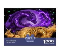 1000 Piece Yin Yang Jigsaw Puzzle for Adults & Kids - Challenging Game, Purple Yellow Dragon Puzzles, Decoration Gifts 52x38cm/1000pcs