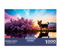 1000 Piece Yorkshire Terrier Jigsaw Puzzle for Adults Kids - Challenging & Brainteasing, Flower Bush Lakeside Jigsaws, Decoration Unique Gift 38x26cm/1000pcs