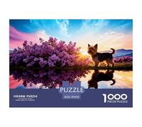 1000 Piece Yorkshire Terrier Jigsaw Puzzle for Adults Kids - Challenging & Brainteasing, Flower Bush Lakeside Puzzles, Home Decoration Birthday Gifts 70x50cm/1000pcs