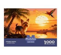1000 Piece Yorkshire Terrier Jigsaw Puzzle for Adults Kids - Challenging & Brainteasing, Sunset Scene Jigsaws, Decoration Birthday Gifts 70x50cm/1000pcs